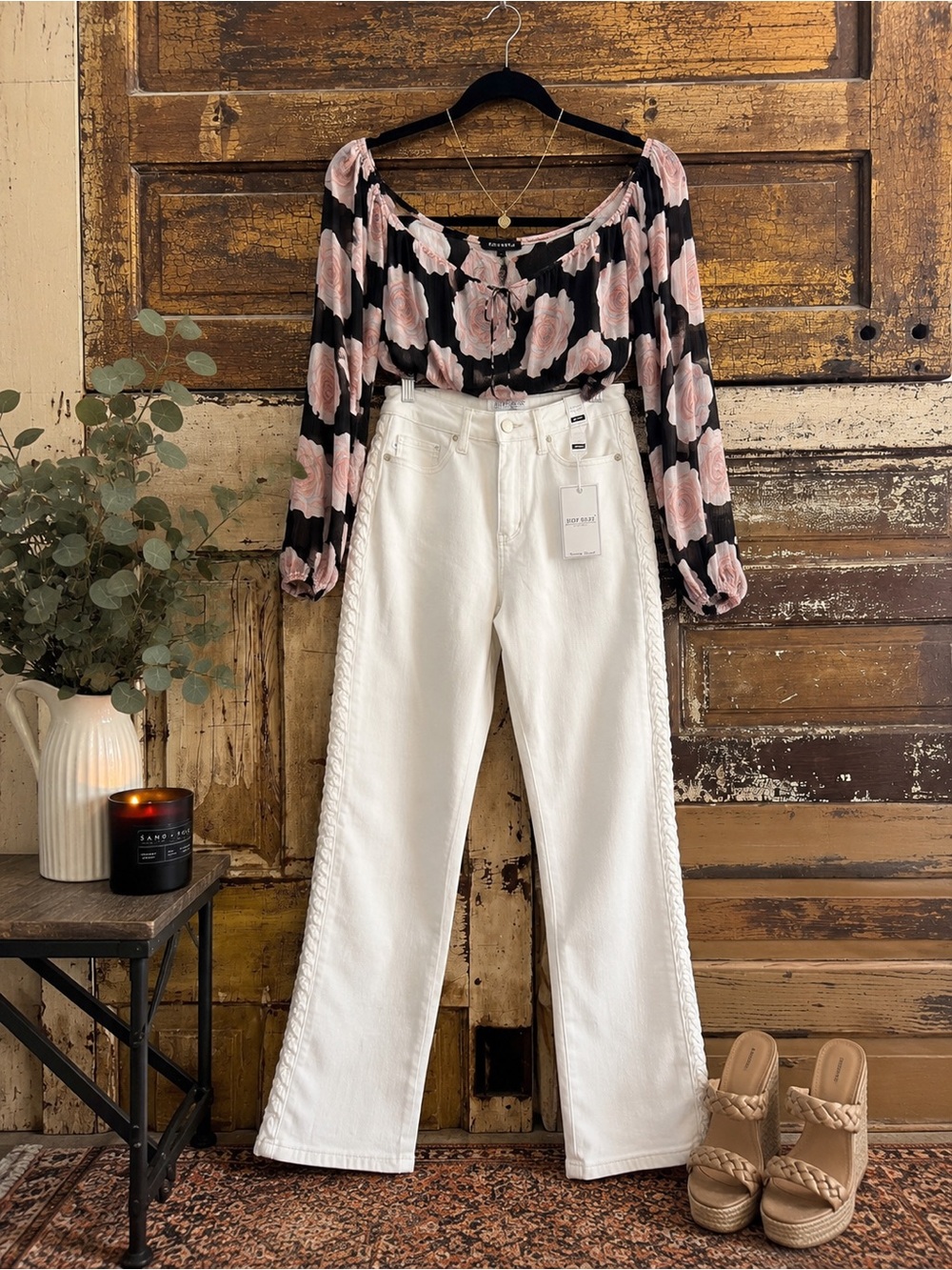 Judy Blue NWT White Braided Side Detail Skinny Jeans | Size 28 | Stretch Denim